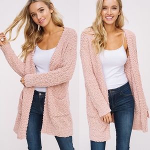 BLUSH Popcorn Cozy Pocket Open Cadigan